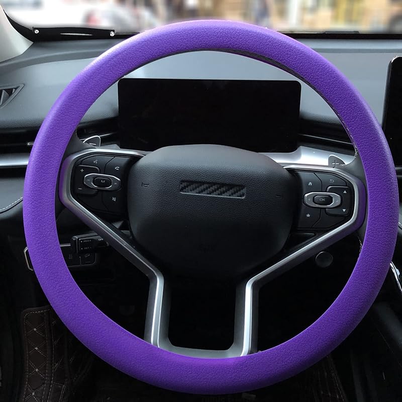 Blue Car Steering Wheel Cover: Universal RPKEY 13.5 To 15 Inches Silicone Steering Cover Compatible With Most Car Models Fit For Round D Shape