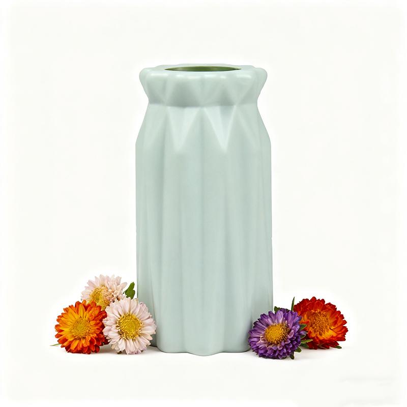 1 Pcs Nordic Flower Vase Imitation Ceramic Plastic Flower Vase Living Room Desktop Decoration Wedding Centerpiece Arrangement