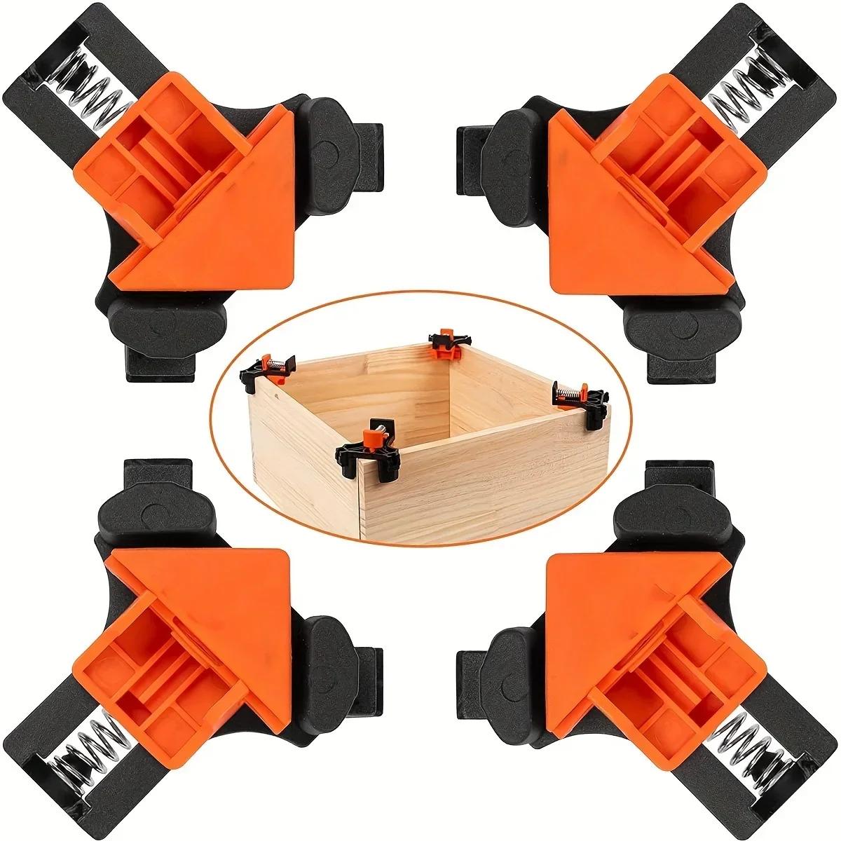 

2/4pcs 90 Degree Corner Clamps for Woodworking, Fast Adjustable Quick Spring Loaded Woodworking Clamps,Cabinets,Photo Framing 2pcs