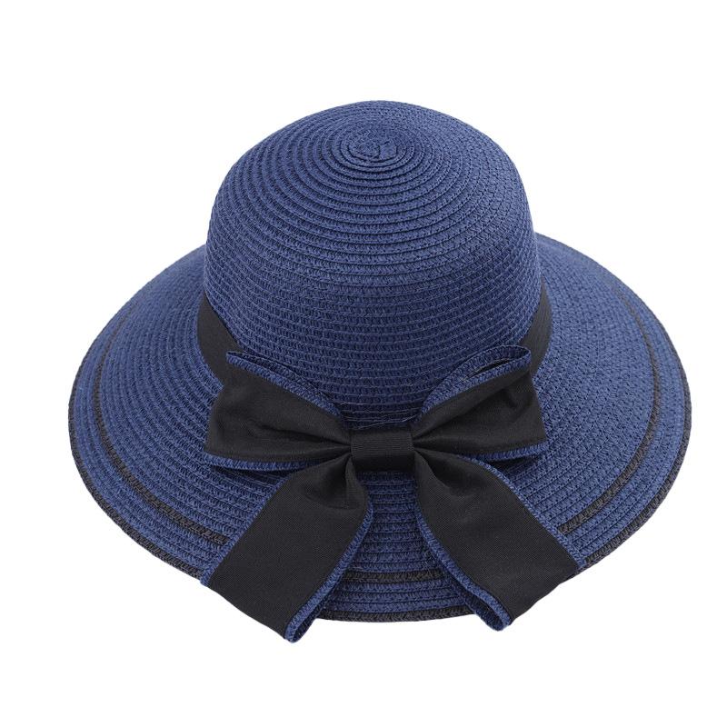 New Straw Hat Summer Adult Women Outdoor Bow Ribbon Sun Hat Outdoor Large Brim Sunscreen Girls Visor Caps