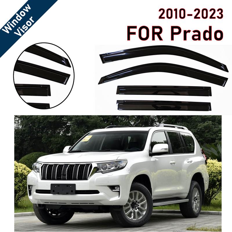 Дефлекторы окон для Toyota Prado FJ150 2009-2023 | 4 шт. Ветровики Защита от дождя | Аксессуар Защита от непогоды для автомобиля чёрный