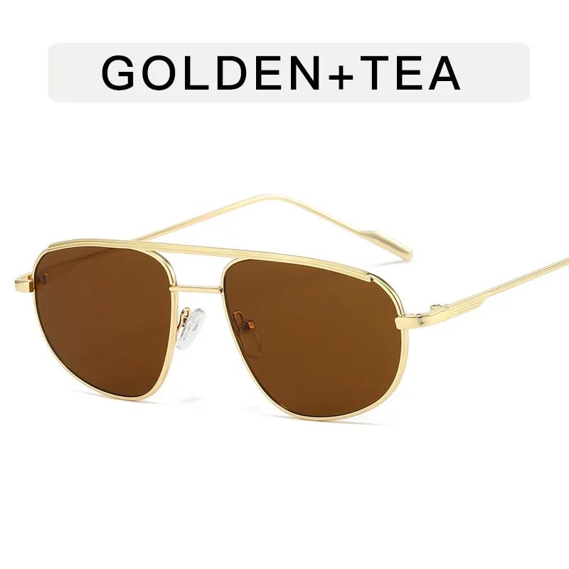 

Retro Alloy Sunglasses Women New Vintage Small Metal Frame Pilot Sun Glasses Ladies Punk Double Dridge Shades Eyewear UV400 As Picture