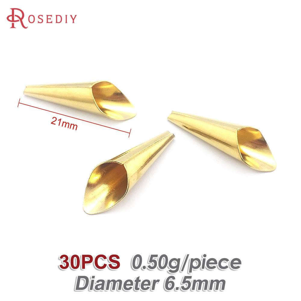 

18K Gold Color Brass Long Beads Caps High Quality Diy Jewelry Making Supplies Necklace Earrings Accessories for Women 31799-Not Plated