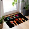 Everyone is Welcome Here Design Doormat, Inclusive Slogan Non-Slip Welcome Rug, Washable Decorative Mat for Home and Entryway