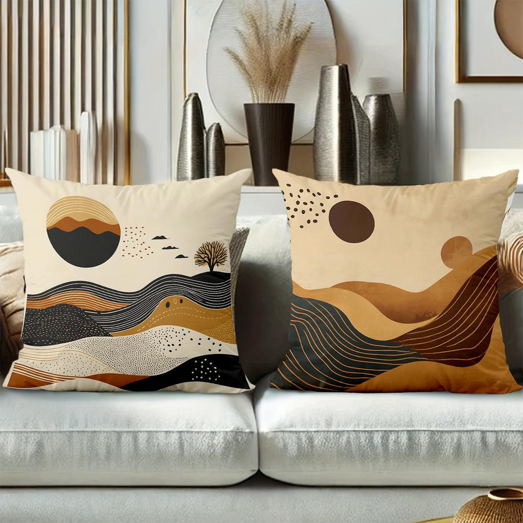Boho Abstract Desert Sunset Throw Pillow Covers Pattern Cushion Cover Suitable For Sofa Bedroom Car Pillow Cover