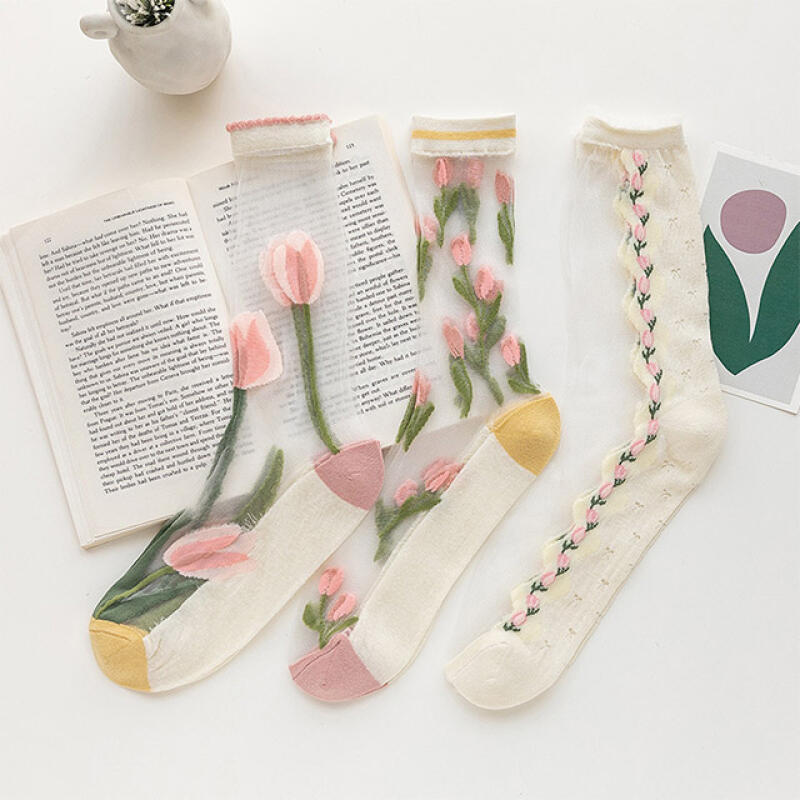 Tulip See-Through Socks 3-Pack Set Line Tulip