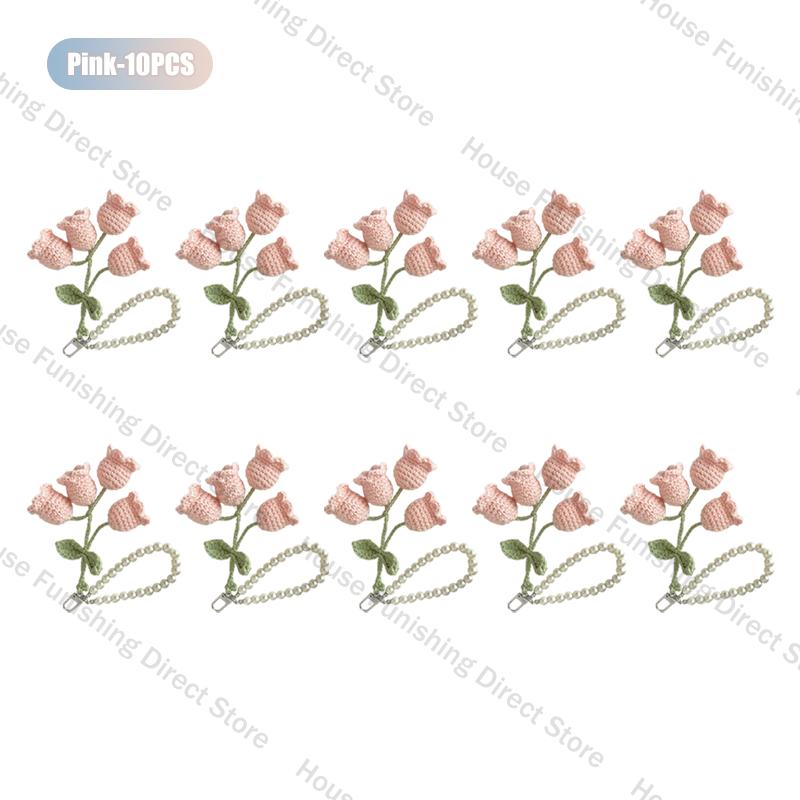 1-10PC Handmade Weaving Bag Pendant Lin Orchid Keyring Love Girl Pearl Chain Keychain Decoration Car Pendant Diy Bag Accessories