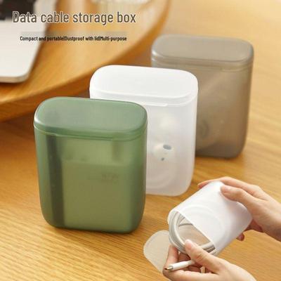 Portable Cable & Earphone Storage Box with Lid and Drawer