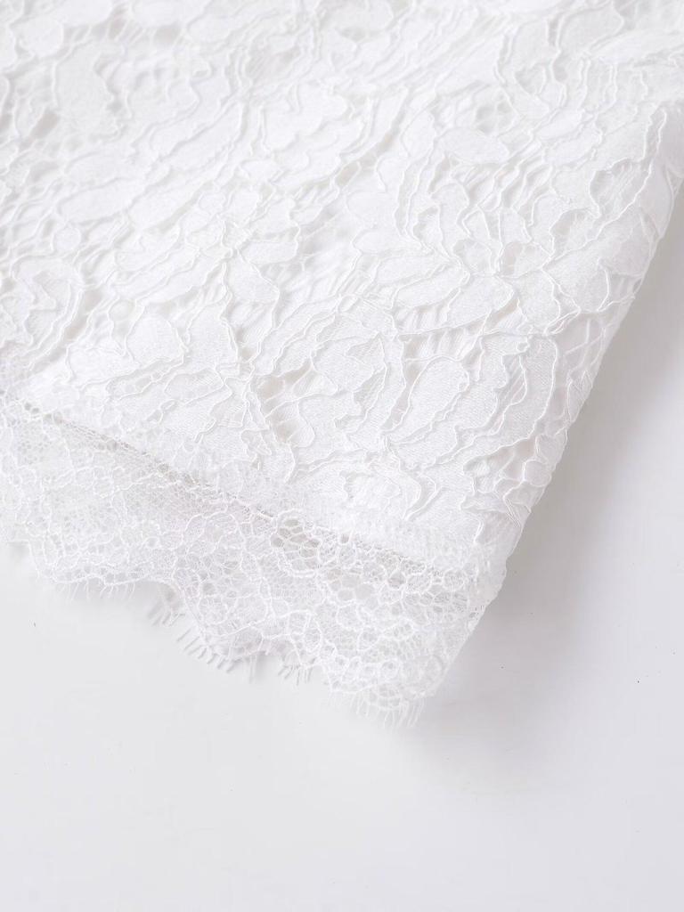 Elegant White Lace Jacquard Skirt - Autumn/Winter Hip-Hugging Style for Women