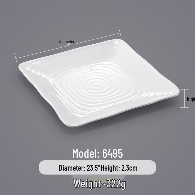 Melamine Square White Commercial Serving Plate