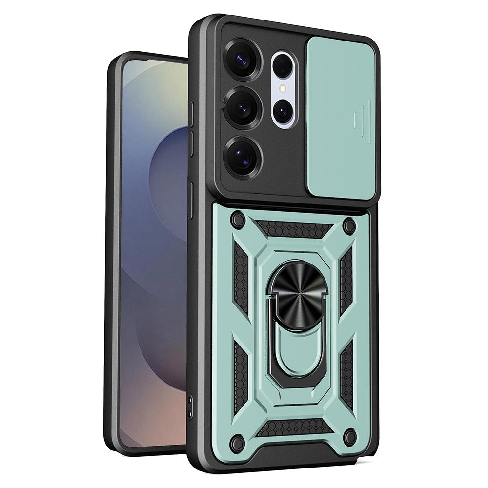 For Samsung Galaxy S26 Ultra Case with Slide Camera Lid PC + TPU Kickstand Phone Cover