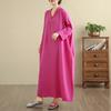 DIMANAF 2025 Women Plus Size Spring Long Dress Loose V-Neck Printing Vintage Casual Floral 5052