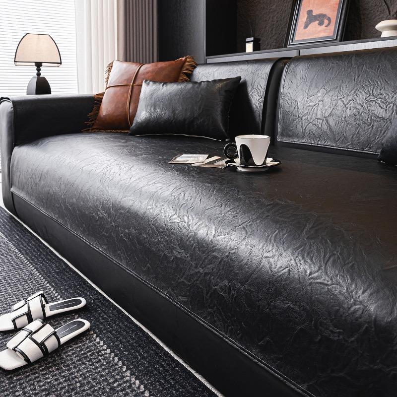 Leather Sofa Cushion Light Luxury Style Non-Slip Leather Sofa Seat Cushion Waterproof Urine Barrier Four-Season Sofa Towel