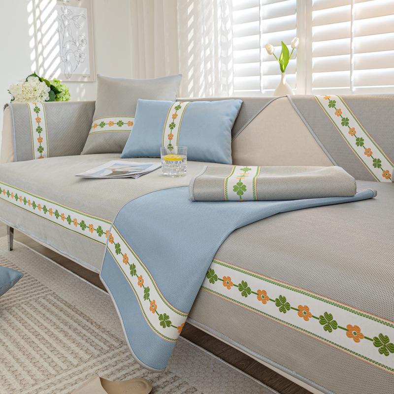 Ice Silk Sofa Cushion Non -Slip Summer Cushion Simple Summer Mat Cool Pad High -End Leather Sofa Cover Towel Seat Cushion