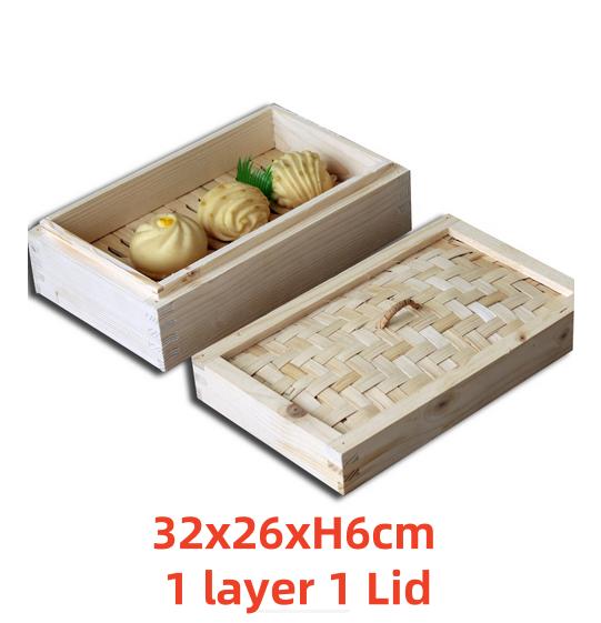 Bambus Holz Quadrat Rechteckig Kochdämpfer Brötchen Dicke Teigtaschen Dämpfer Topf Fisch Reis Gemüse Snack Korb Kochwerkzeuge