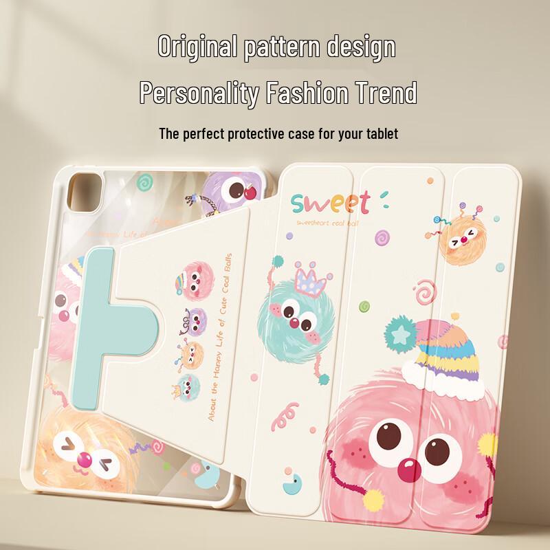 QBOSS Cartoon Rotating iPad Case with Pen Slot