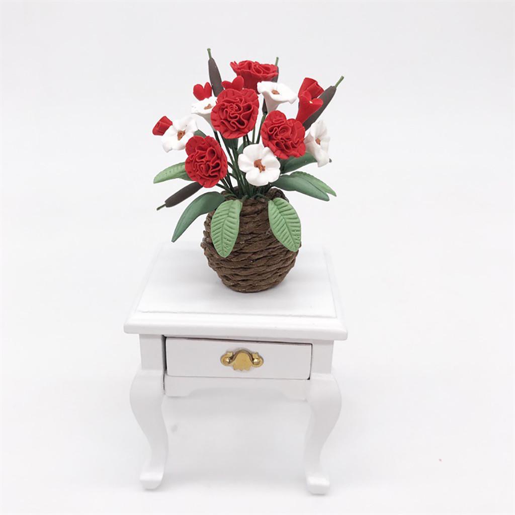 Artificial 1/12 Dollhouse Miniature Fake Green Plant Flower In Pot  Garden 