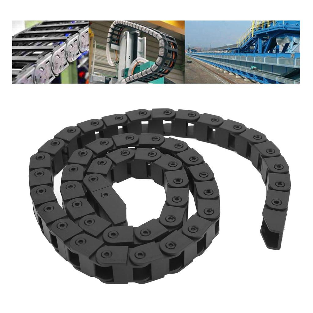 Kabel-Draht-Träger-Schleppkette, schwarze, verschleißfeste Kunststoff-Schleppkette mit Endverbindern für