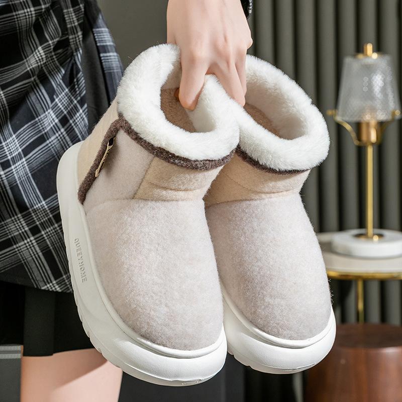Thick Sole Women's Cotton Shoes Anti-slip Casual Flock Footwear High Top Keep Warm Fluffy  Winter Snow Boots for Couples