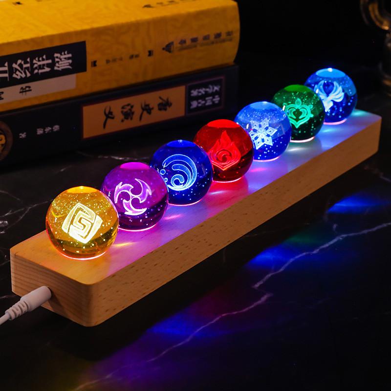 Genshin Elements Crystal Ball Night Light USB Lamp Birthday Gift Game Room Decor