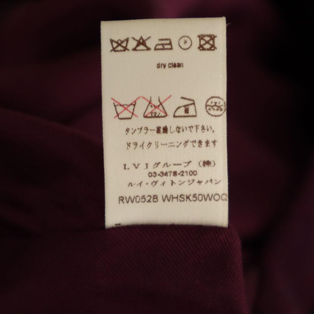 LOUIS VUITTON French wool Midi Skirt 36 Purple Back zip Women Used