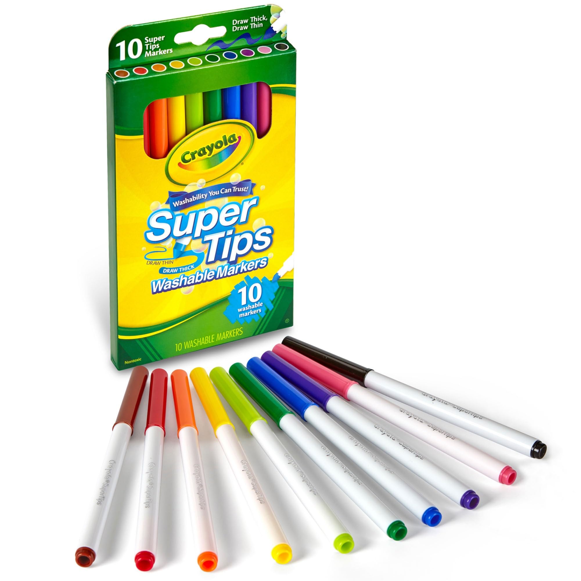 

Crayola Super Tips Marker 10 Authentic Product 588610 Water-Removable Pens, Colors,