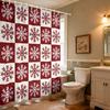 1pc Christmas Red Snowflake Print Waterproof Shower Partition Privacy Hanging Curtain 12 Hooks Multi Size Decoration