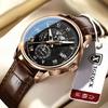 Brand Men's Luminous Calendar Leather Watch - Sleek, High-End, Non-Mechanical Wristwatch