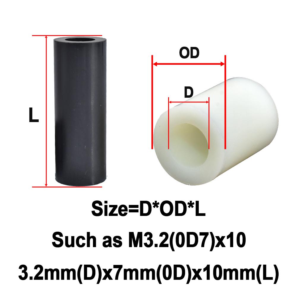 20-50 Stück Weiß/Schwarz ABS Nicht-Gewindebuchse M3 M4 M5 M6 M8 M10 M12 Rund Hohl Nylon ABS Abstandshalter Unterlegscheibe PCB Platine Abstandshalter