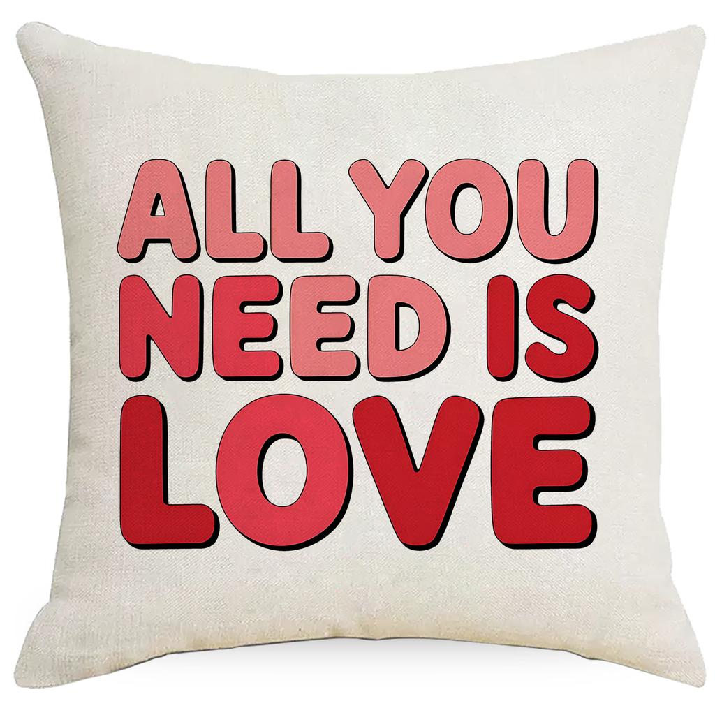 Red Love Letters Valentine's Day Pillowcase Linen Home Sofa Cushion Pillowcase