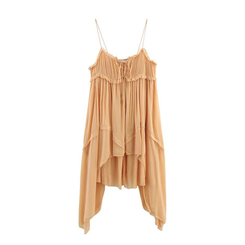 

Kaslead New Women clothes Western Style Fashion Loose Asymmetric Laminated Decoration Dress 5107068 Picture Color L