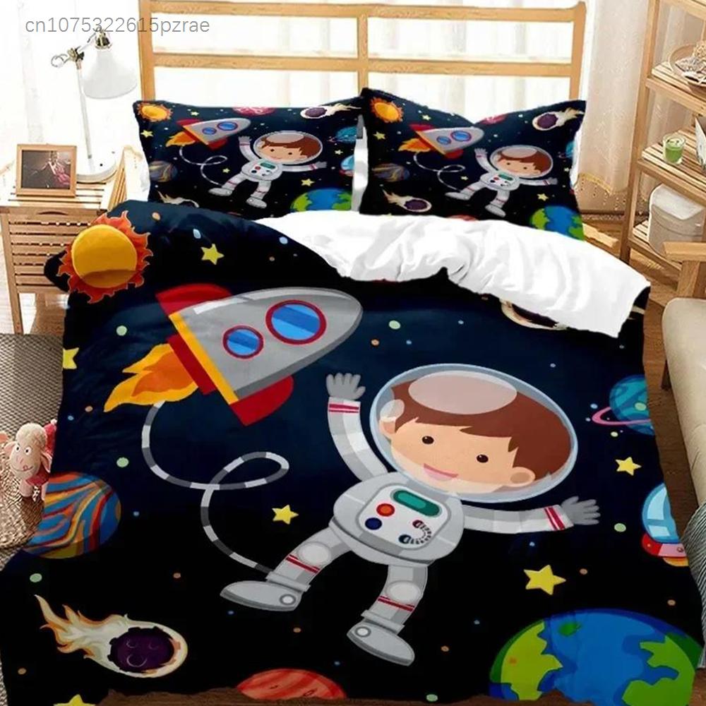 Cartoon Astronaut Digital Bedding Set Bedroom Soft Modern Bedspreads Comefortable Kids Duvet Cover Quilt Cover And Pillowcase