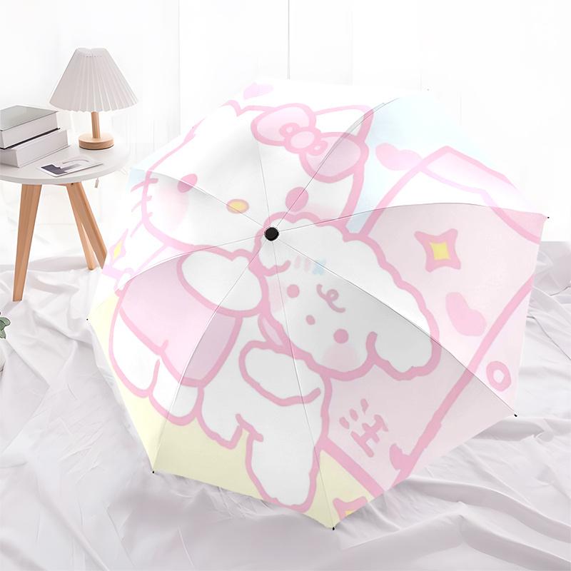 1pc Hello Kitty & My Melody Automatic Opening/Closing Umbrella - Portable Three-Fold Design with 8-Bone Iron Frame - Outdoor - Ideal Gift for Fans, Tr