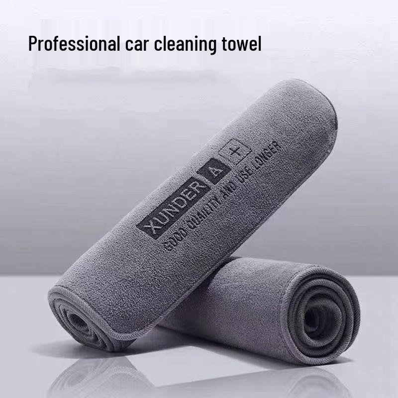 Premium Gray Microfiber Car Wash Towel - Lint-Free, Interior Cleaner