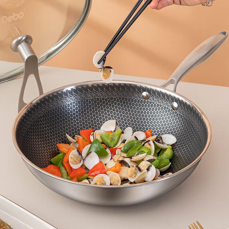 Debo 32cm 304 Stainless Steel Honeycomb Non-Stick Wok
