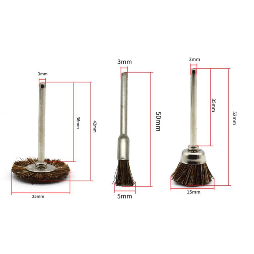 Wire Brush Set of 3 for Rotary Tool Use Soft Brushes for Effective Cleaning and Polishing of For metal and Wood 3mm Shank