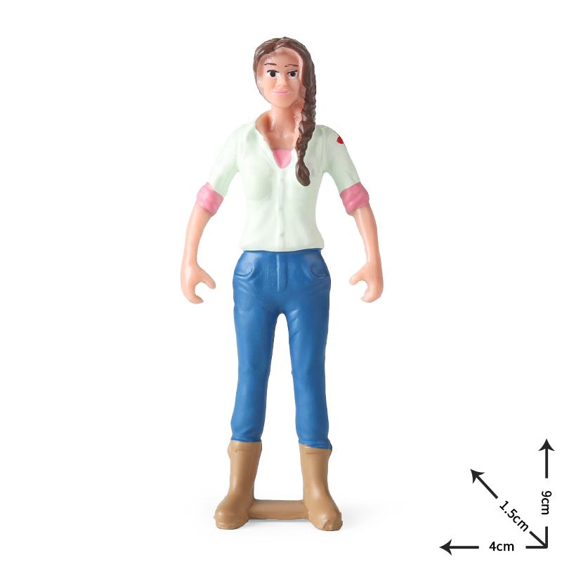 Oenux New Farmer People Model Simulation Farm Staff Feeder Action Figures Pig Animals Figurine Miniature Lovely Toys For Kids