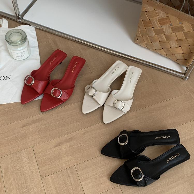 Fashion Shoes Woman's Slippers Pointed Toe Thin Heels Slides 2025 Peep Sexy Thin Heels Shoes Woman's Slippers Peep Toe Slides 2025 Point