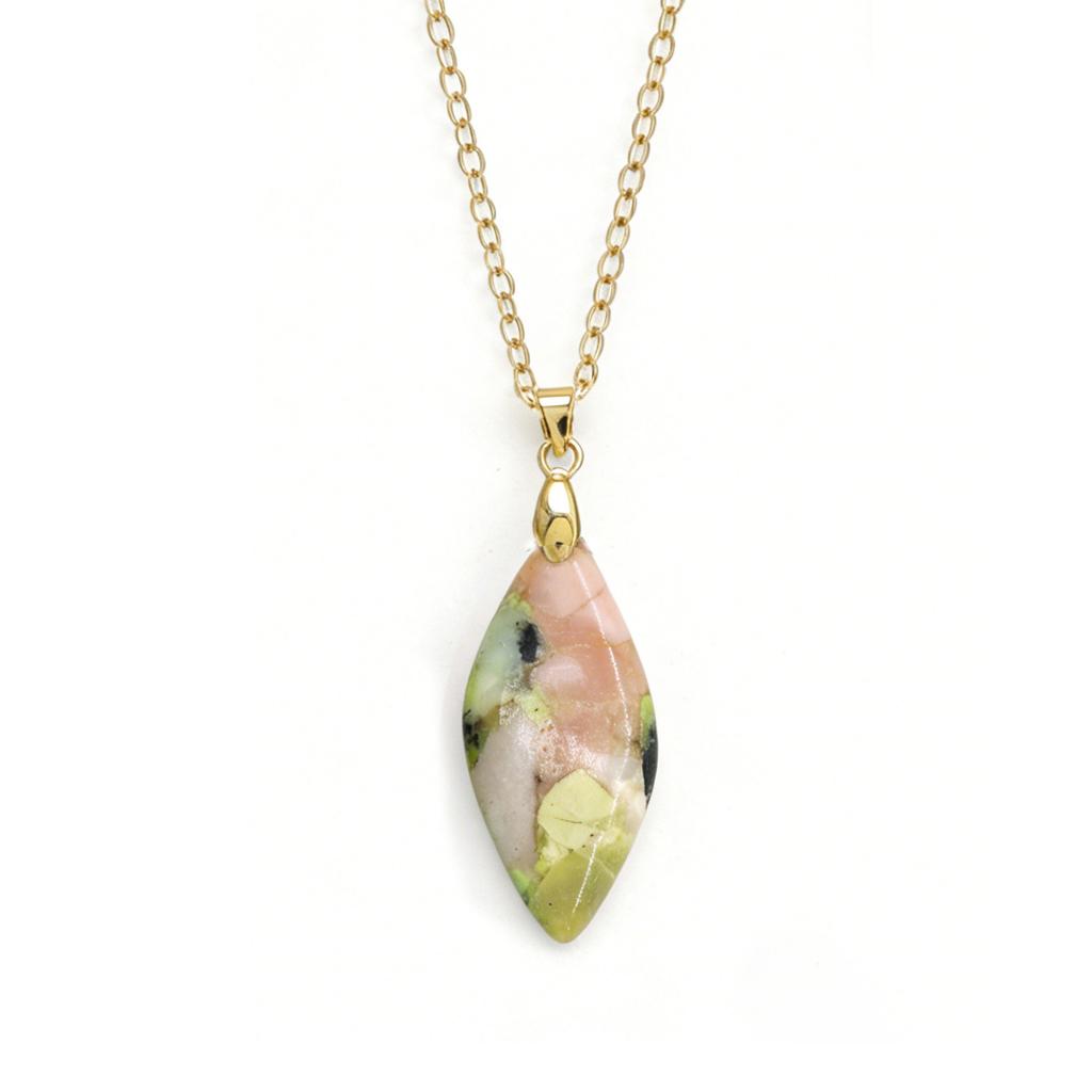 Exclusive Natural Stone Plated 18K Real Gold Chain Pendant Necklace Earrings Jewelry