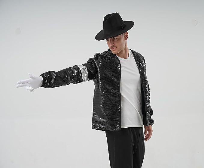 Michael Jackson Unisex Stage Sequin Costume for Children and Adults