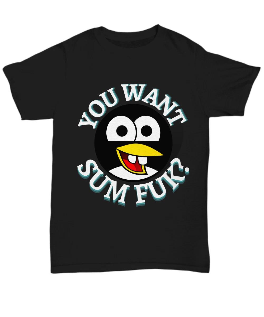 Funny Penguin T-Shirt, Hilarious Meme TShirt Design, You Want Some F*k? Meme Shi 2XL
