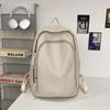 Soft Leather Schoolbag Solid Color Student Backpack Women's Large Capacity Backpack Men Computer Travel Backpack