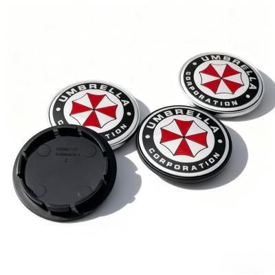 4 pièces Emblème Logo Parapluie Badge Cache-moyeu de Roue de Voiture 65MM Clips 56MM Moyeu de Roue Cache-moyeu Cache-poussière Remplacement Accessoires