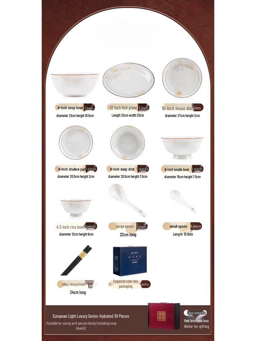 Moode Lanka 39-Piece Ceramic Wedding Dinnerware Set