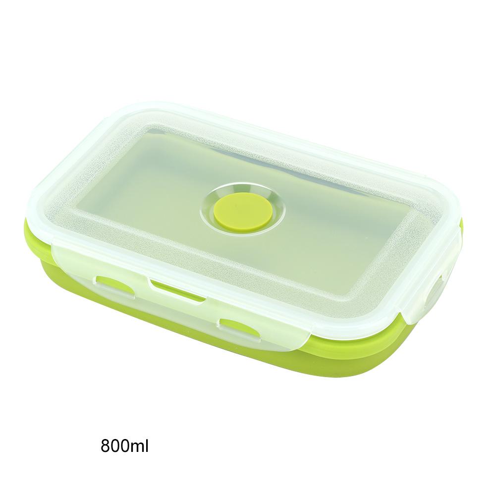 Student Silicone Lunch Box Silicone Collapsible Lunch Box Food Storage Container Set(800ml)