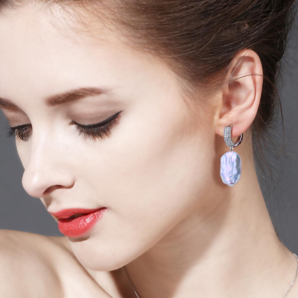   Natural Freshwater Big Baroque Pearl Drop Earrings 925 Sterling Silver Party Wedding Jewelry Gifts For Women Wholesale