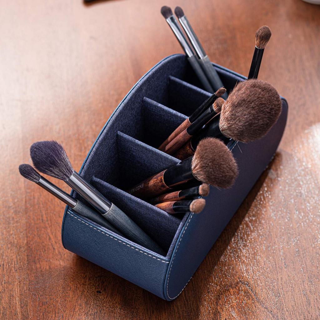 Large PU Leather Remote Control Rack with 5 Compartments, Stylish Waterproof Multifunctional Storage Box, Large Capacity for Stationery and Desktop