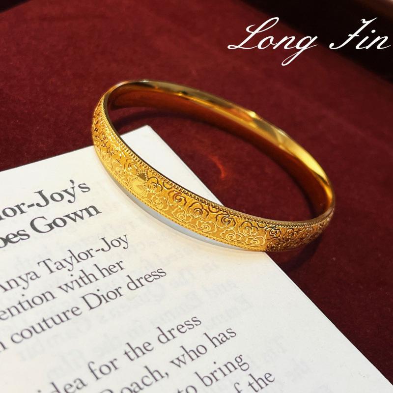Xu Engraved Soft Light Bracelet Persimmon Pattern Auspicious Cloud Pattern Closed Opening Light Luxury Bracelet Live Broadcast Special Supply
