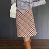 Retro Colorful High-Waist Plaid Midi Skirt for Women - Spring/Fall/Winter 2026 Fashion, Slimming & Hip Covering Design