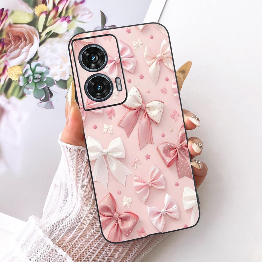 Hülle Für Motorola Edge 50 Fusion Cover XT2429-1 Beliebte Blume Weiche Schwarze Silikon Handyhüllen Für Motorola G96 5G MotoG96 Funda